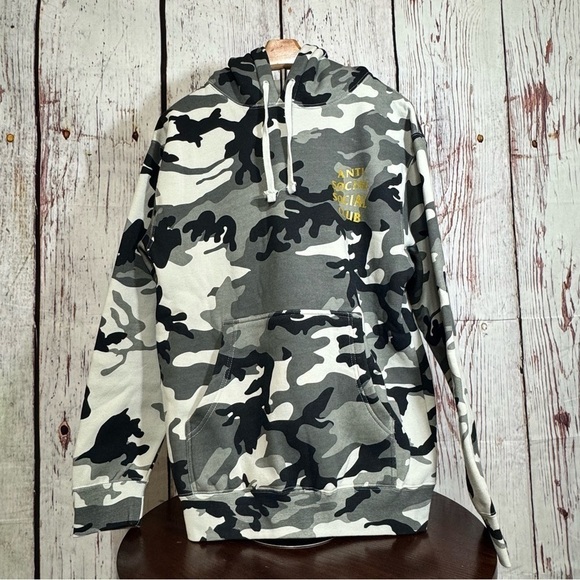 Anti Social Social Club Camouflage Hoodie Fleece Lined Winter Wear Small EUC - Picture 4 of 12